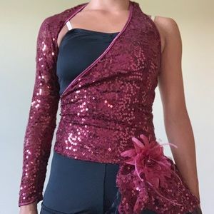Maroon and black dance costume